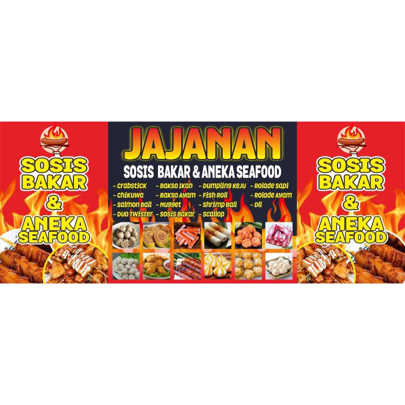 Jual Spanduk Banner Sosis Bakar Dan Seafood 2x1 Cm Shopee Indonesia