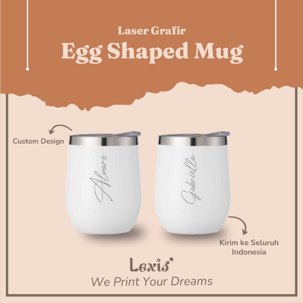 Jual Mug Egg Shaped Laser Grafir Custom Tahan Panas Dingin Mug Grafir