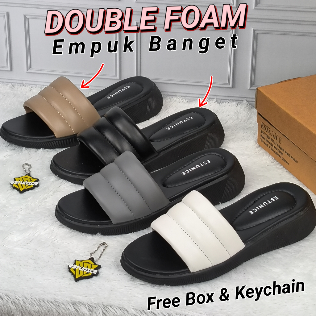 Jual Estunice Sandal Slop Wanita Sendal Selop Wedges Terbaru Kekinian