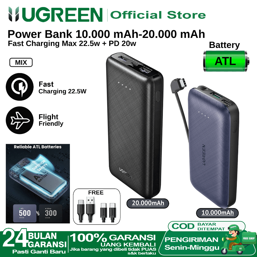 Jual Ugreen Powerbank Atl Batterai Mfi Iphone Samsung Mah Mah