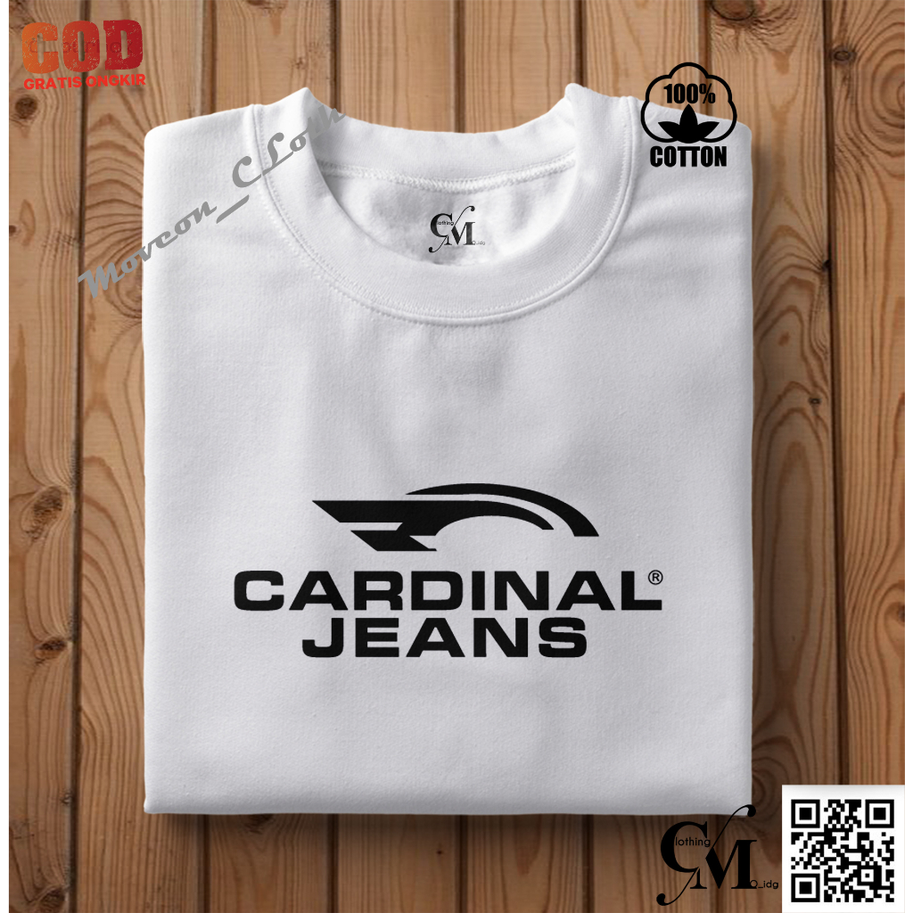 Jual COD Baju Kaos Distro Cardinal Jeans Text Hitam 03 Premium