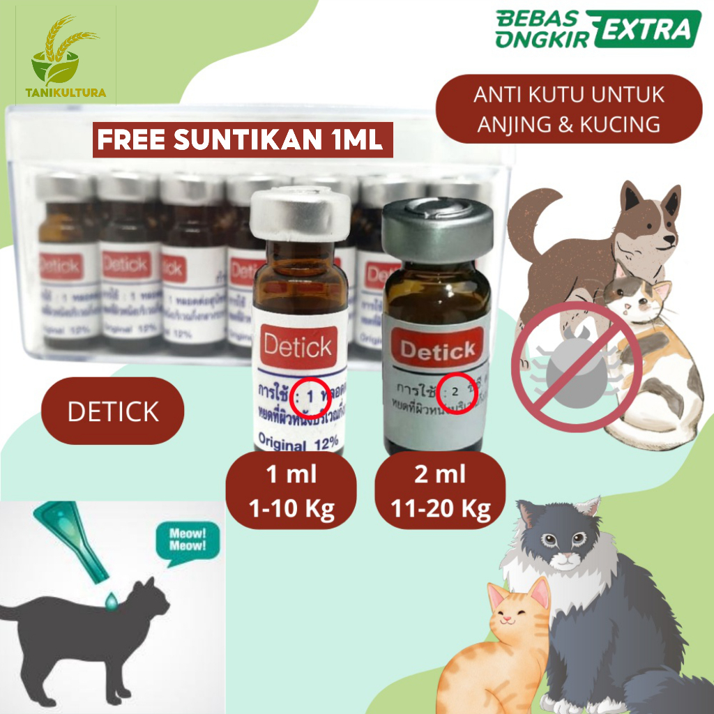 Jual DETICK Obat Kutu Tetes Anjing Kucing Ampuh De Tick Detik 1ml 2ml