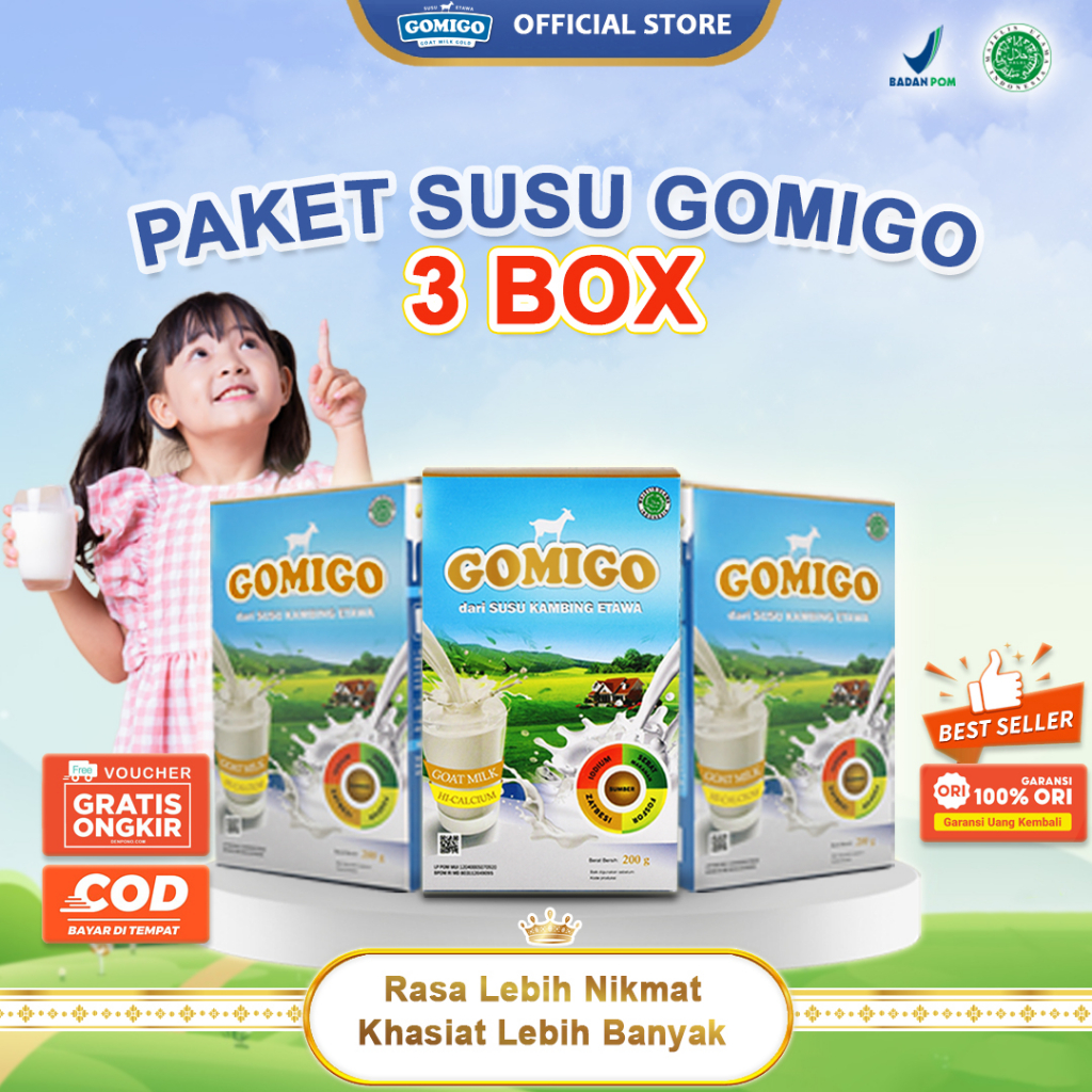 Jual Paket Box Susu Gomigo Susu Kambing Etawa Bubuk Gomigo Plus