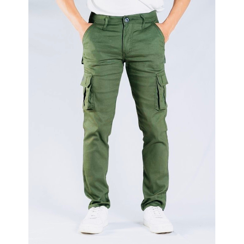 Jual Celana Cargo Panjang Laki Laki Pria Original Jumbo Slimfit Army