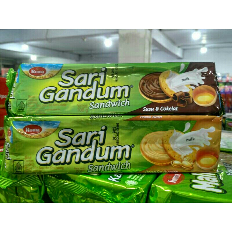 Jual Roma Sari Gandum Susu Coklat Dan Susu Peanut 108 Gr Shopee Indonesia