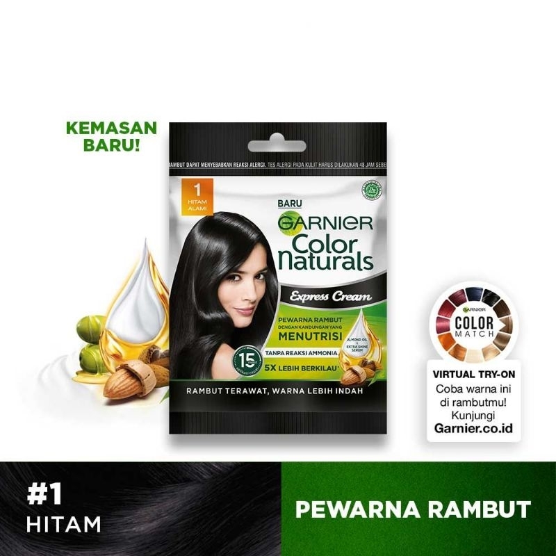 Jual Garnier Color Naturals Express Cream Black Hitam Alami Pewarna