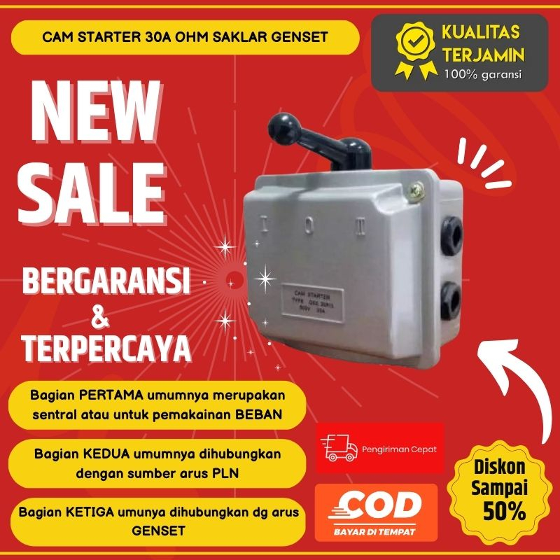 Jual Cam Starter 30A Ohm Saklar Genset Tuas Genset 30A Saklar Listrik