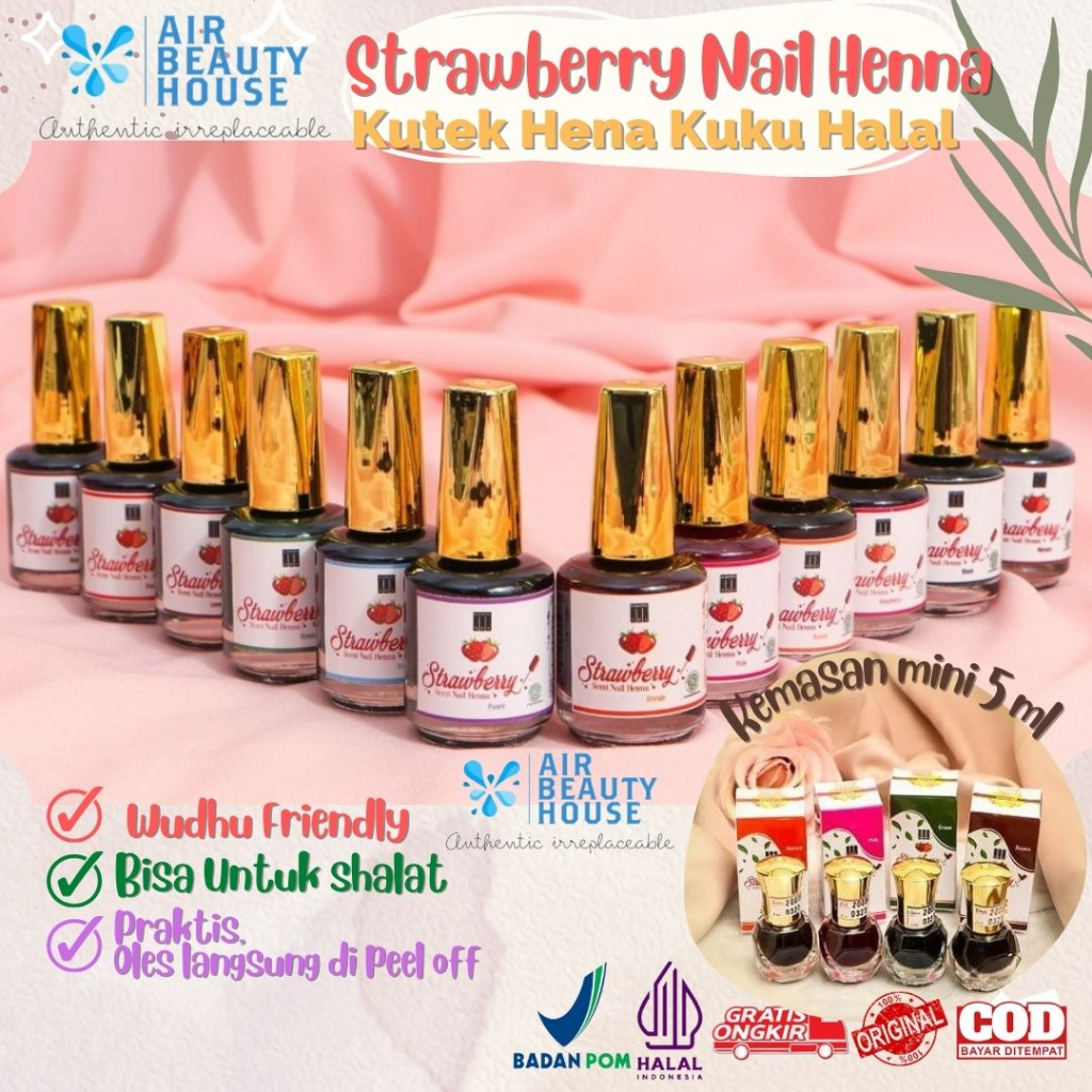 Jual Free Bufffer Strawberry Nail Henna Original Kemasan Mini Ml