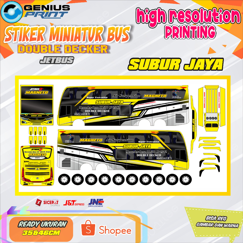 Jual Stiker A3 Miniatur Bus Double Decker JB3 Livery Gunug Harta