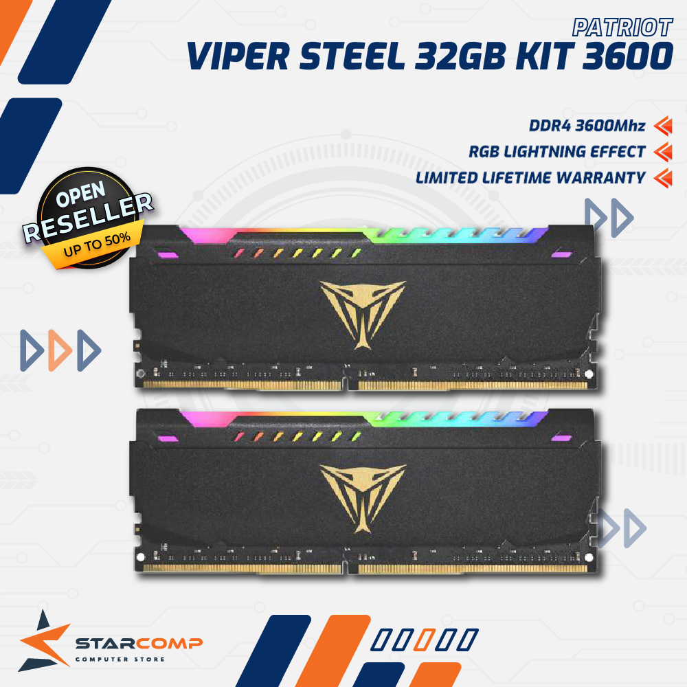 Jual Patriot Viper Steel RGB DDR4 32GB Kit 2x16GB 3600MHz Kit