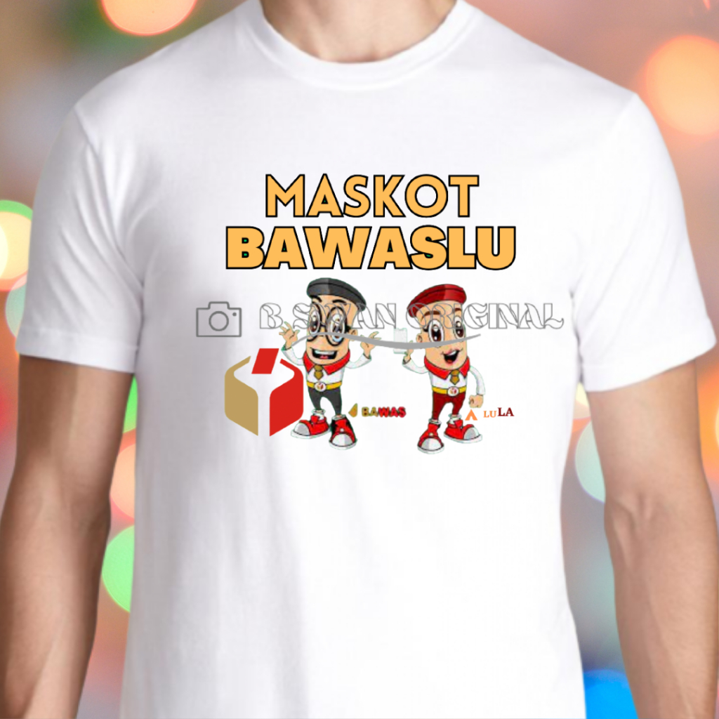 Jual Baju Kaos Outfit Dewasa Pria Wanita Maskot Logo Bawaslu Bawas Lula