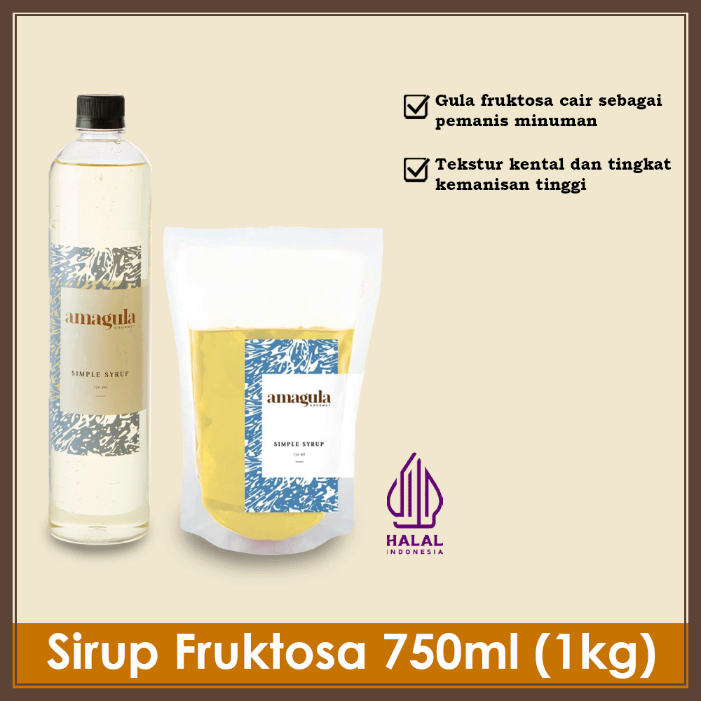 Jual SIMPLE SYRUP SIRUP FRUKTOSA AMAGULA 750ML 1000G GULA CAIR