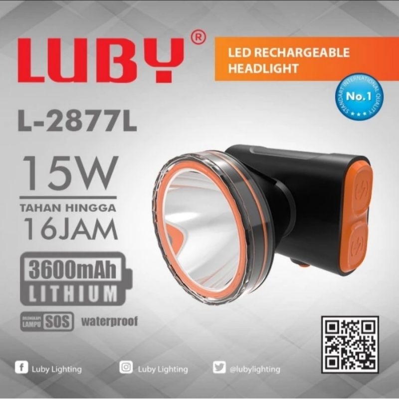 Jual Senter Kepala Luby L 2877L 15W Headlamp Waterproof 15watt Shopee