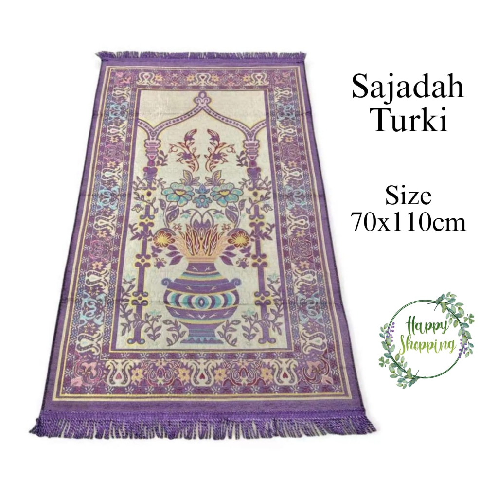 Jual COD Sajadah Turki Sejadah Bahan Rajut Lembut Motif Bunga