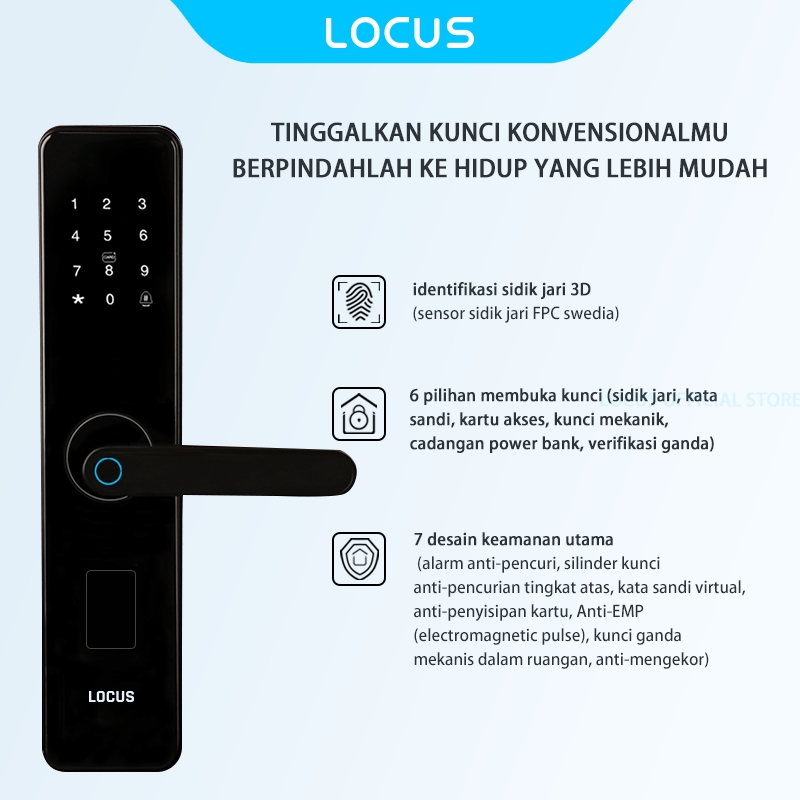 Jual Locus L Smart Door Lock Sidik Jari Kunci Pintu Digital Kunci