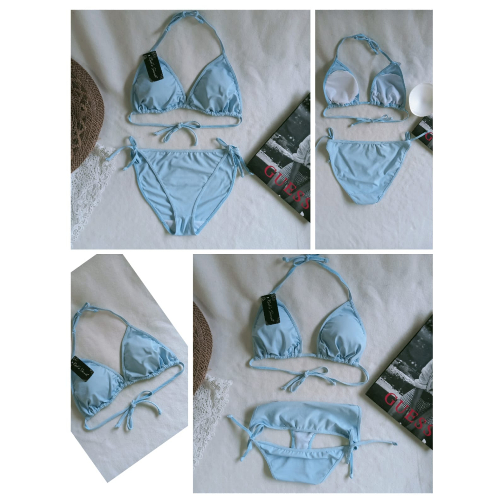 Jual Bk R Biru Muda Bikini Pantai Segitiga Ikat Dengan Busa