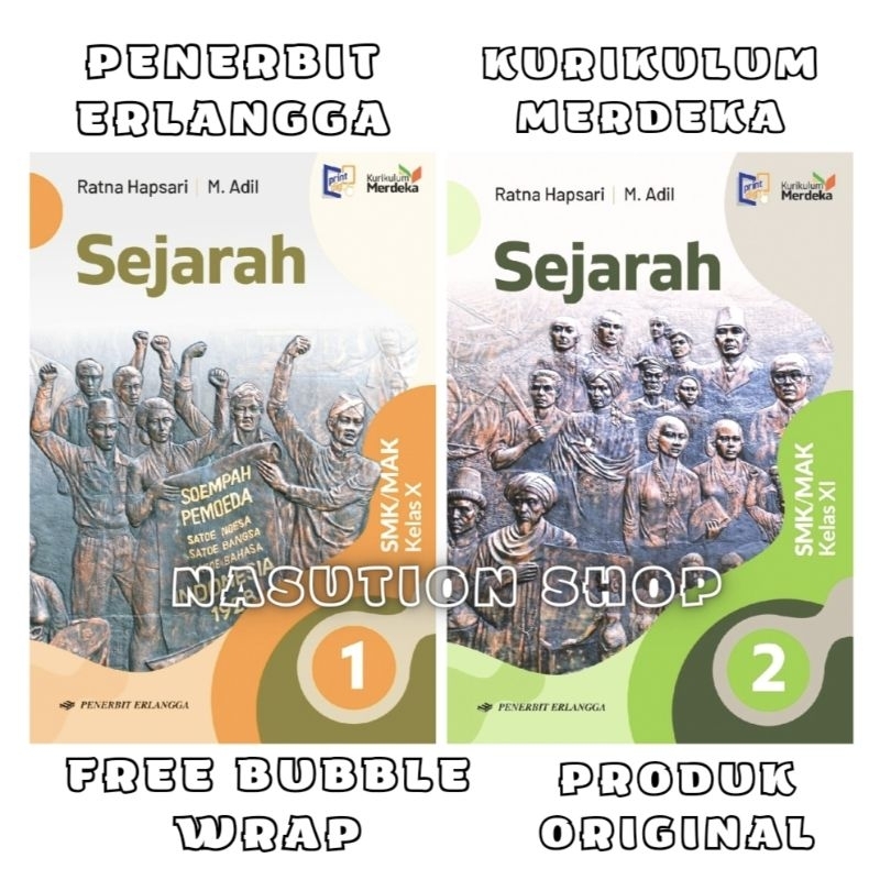 Jual Buku Sejarah Kelas 1 2 10 11 SMK Erlangga Kurikulum Merdeka