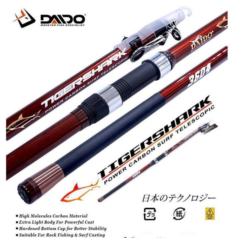 Jual Joran Pasiran Surf Daido Tigershark Carbon Telescopic 390 420 450