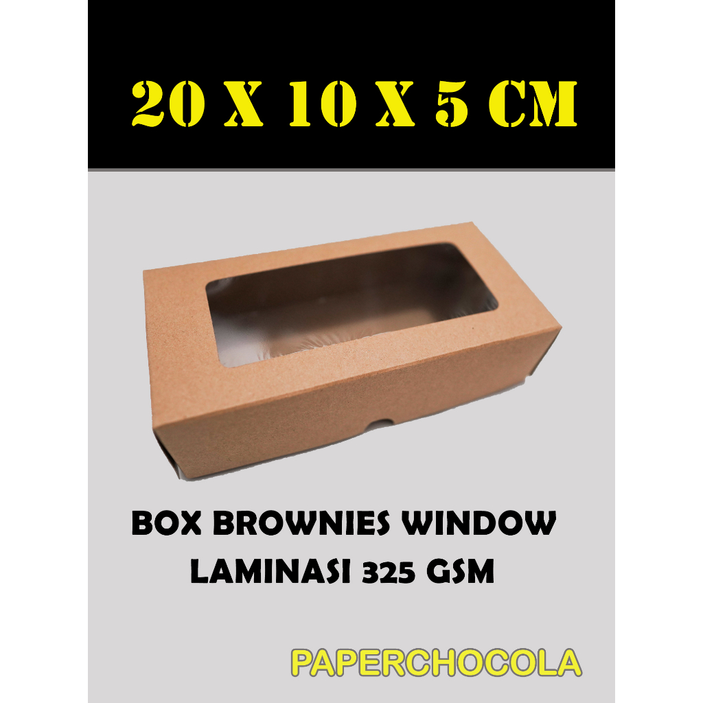 Jual BOX KRAFT COKLAT LAMINASI JENDELA 20x10x5 UNTUK KOTAK BROWNIES KUE