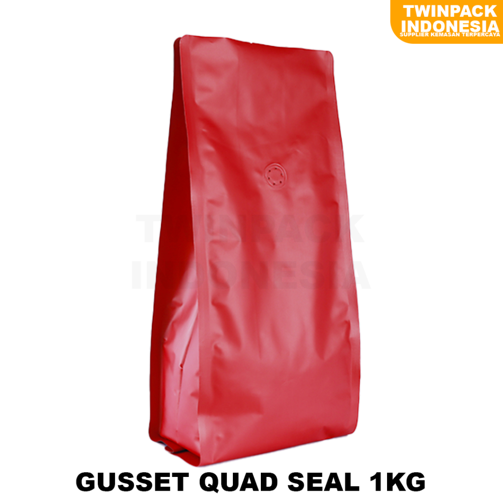 Jual Kemasan Kopi Kg Merah Gusset Premium Quad Seal Aluminium Foil