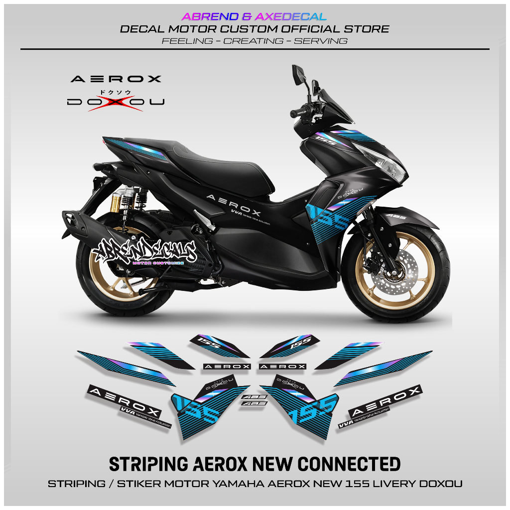 Jual Decal Striping Aerox New Connected Doxou Stiker Motor Yamaha