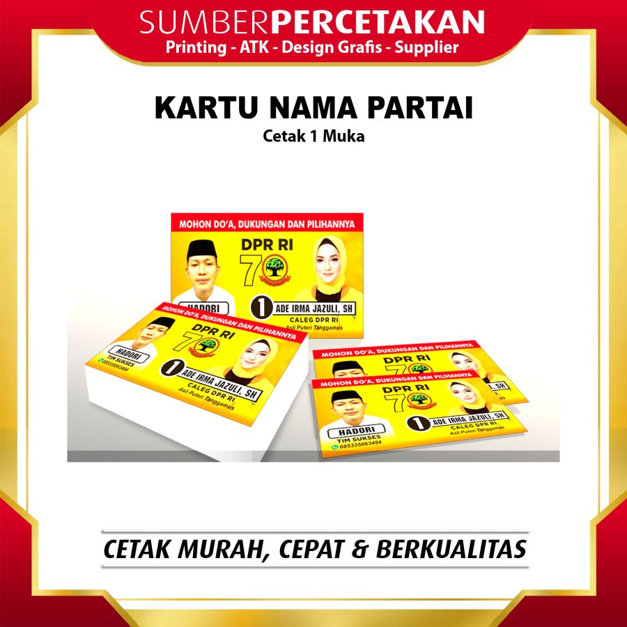 Jual Kartu Nama Partai Cetak Muka Untuk Kampanye Partai Caleg