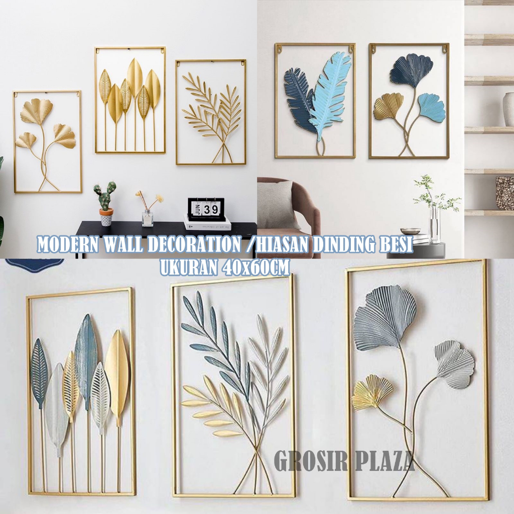 Jual Walldecor Hiasan Dinding Frame Metal Gold Daun Leaf Ginko