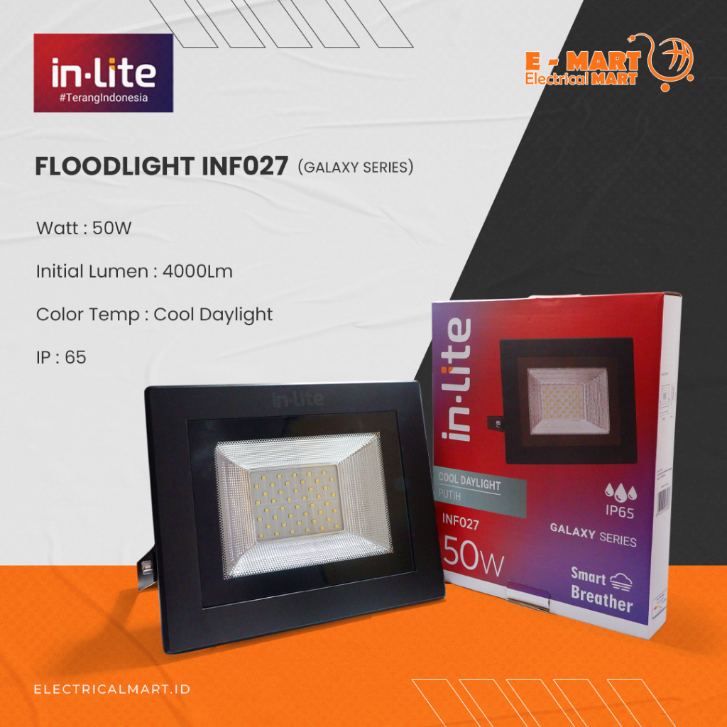 Jual INLITE LAMPU SOROT TEMBAK 50W KAP FLOODLIGHT LED 50 WATT IP65