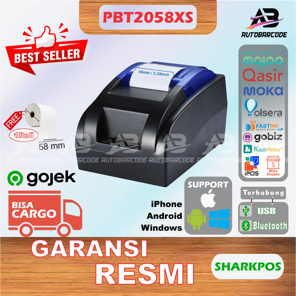 Jual PRINTER BLUETOOTH MINI 58 SHARKPOS PBT2058 XS KASIR PPOB POS