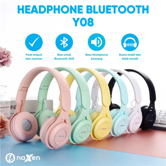 Jual Headset Bluetooth Bando Macaron Y Headphone Super Bass Stereo