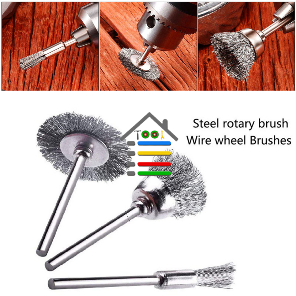 Jual Mini Brush Wire Grinder Mata Bor Sikat Kawat Baja Besi Set In