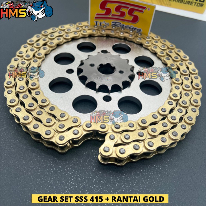 Jual Gir Set SSS Ninja RR Ninja R Rantai Gold 428 415 Gear Set Sss