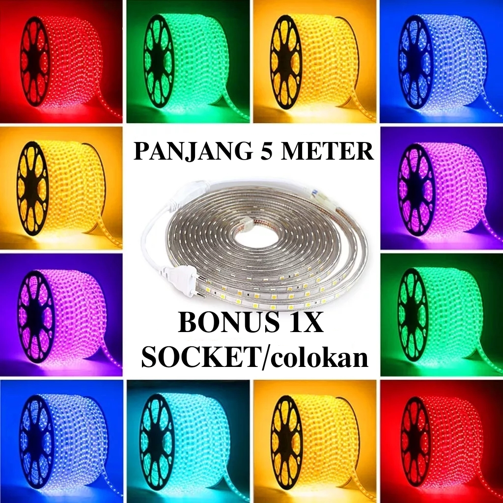 Jual LAMPU LED STRIP SELANG 5050 SMD AC 220V METERAN 1 M 100M