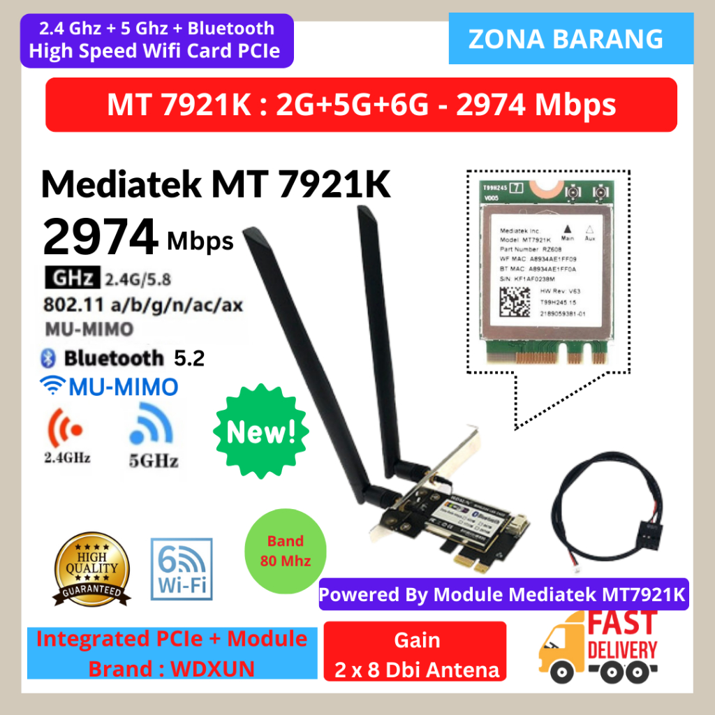 Jual High Speed Wifi Card PCIe Dual Band AX210 AC9260 AC7265 AC8265