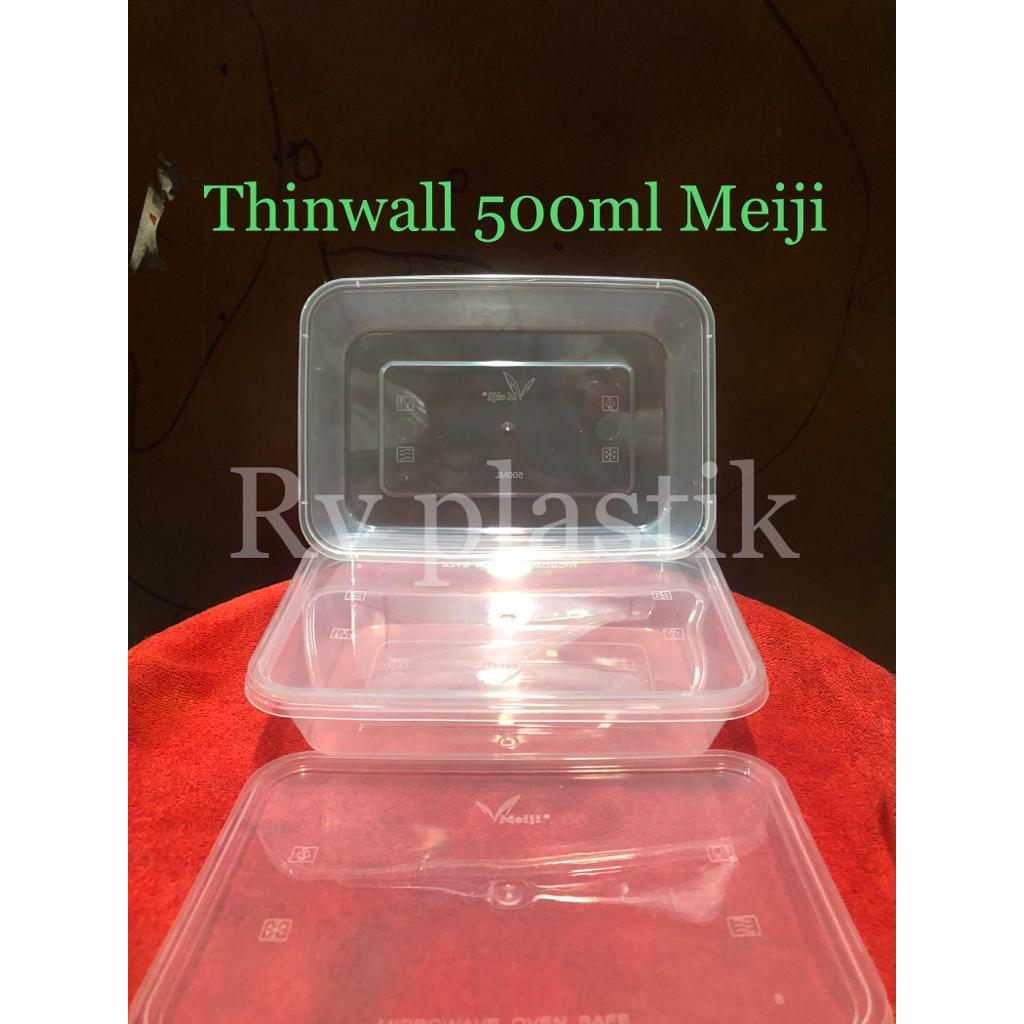 Jual Non COD Kotak Makan Thinwall Rectangle 500ml Harga Per 25pcs