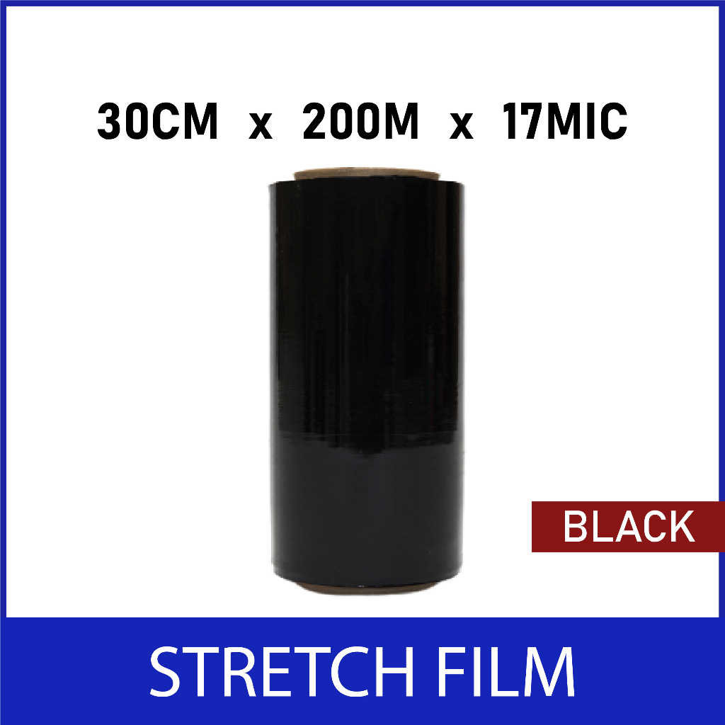 Jual PLASTIK WRAPPING HITAM STRETCH FILM BLACK 30CM X 200M PLASTIK WRAP