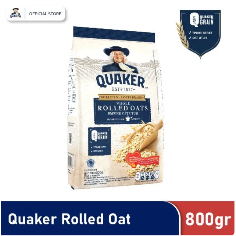 Jual Quaker Oatmeal Overnight Oats Cooking Oat Sereal Rolled Oat Gr