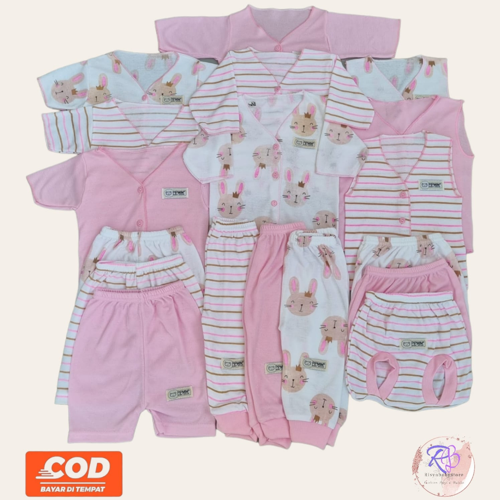 Jual 18 Pcs Paket Baju Baru Lahir PINK BUNNY Pakaian Bayi Newborn