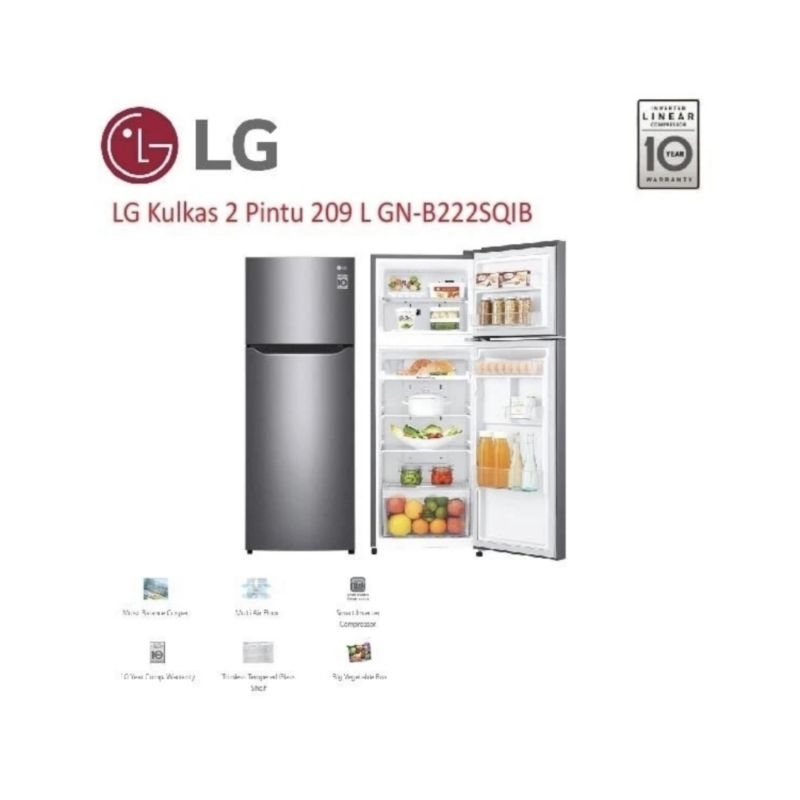 Jual Kulkas 2 Pintu LG GN B222SQIB Smart Inverter Shopee Indonesia