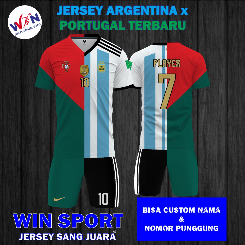 Jual JERSEY TIMNAS ARGENTINA X PORTUGAL Terbaru 2023 Desain Full