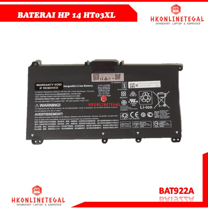 Jual Baterai Laptop HP HT03XL For HP 14 CE 14 CS 15 DA 14S CF Shopee