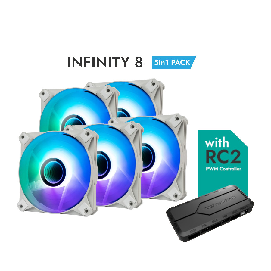 Jual Aigo DarkFlash Infinity 8 ARGB PWM Fan 5 Pack RC2 Controller