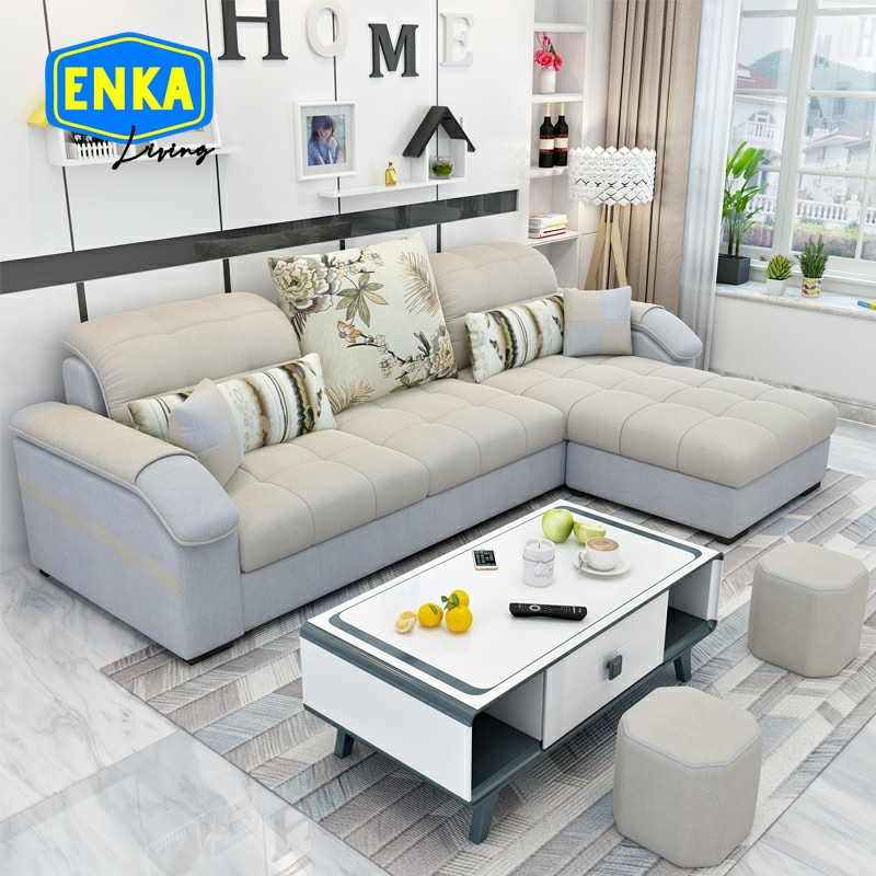 Jual Sofa L Minimalis Modern Gratis Meja Dan Puff Shopee Indonesia