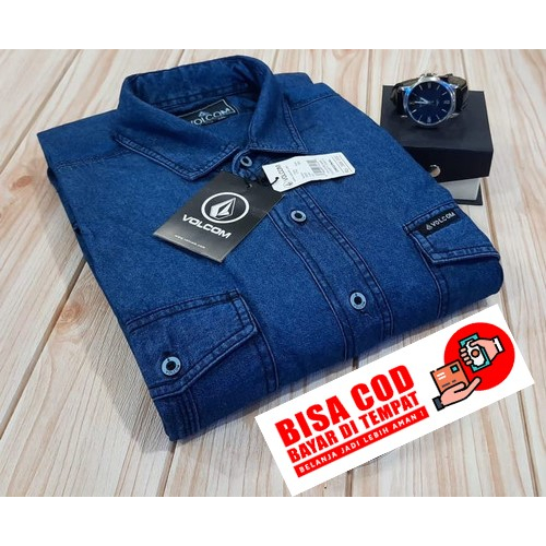 Jual Kemeja Jeans Denim Pria Lengan Pendek Distro Premium Kemeja Pria