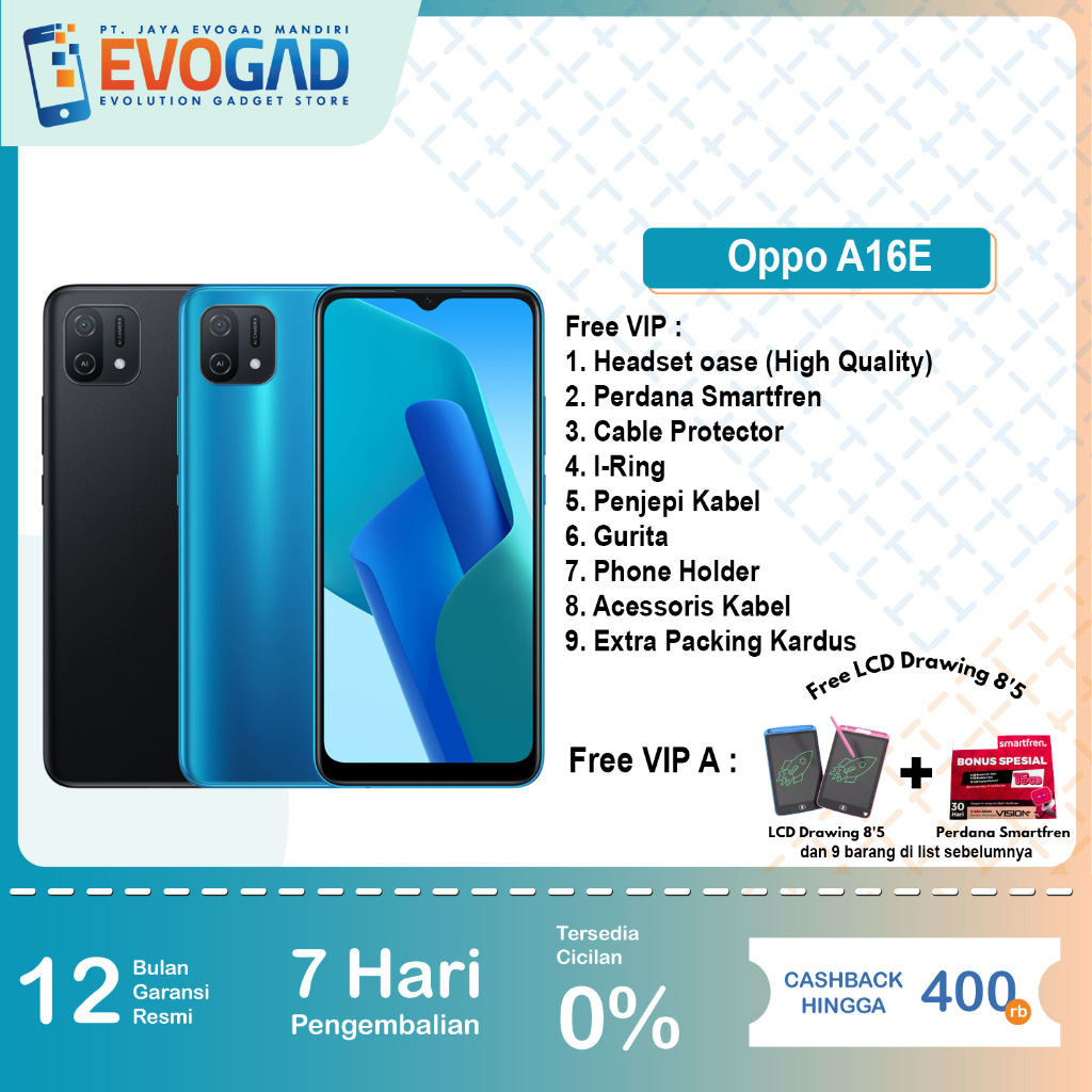 Jual Oppo A16E 3 32 Garansi Resmi Oppo Indonesia Android 11 Mediatek