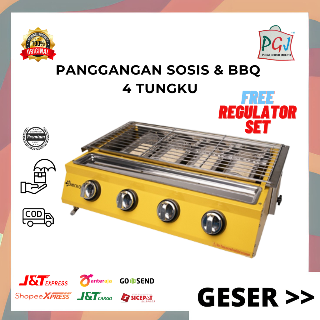 Jual PGJ Kompor Panggangan Sosis 4 Tungku Merk Omicko Termurah BBQ