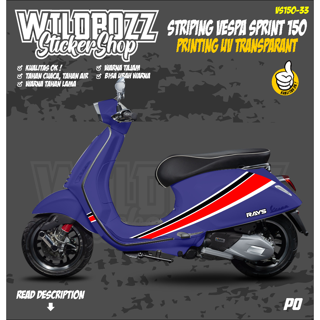 Jual Striping Vespa Sprint Printing Uv Transparan Keren Monalisa