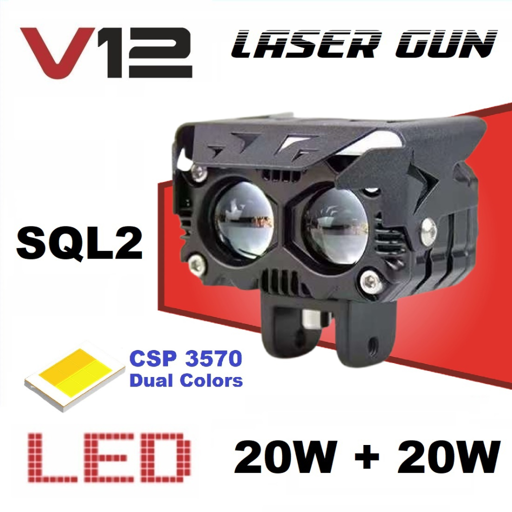 Jual Lampu LED Tembak Sorot Laser Gun V12 SQL2 Mata D3 Motor Mobil SQL