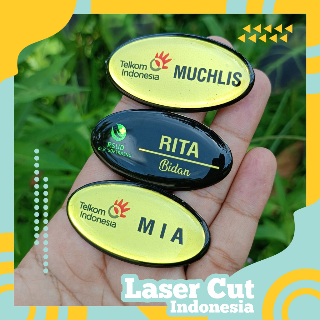 Jual Papan Nama Oval Bahan Kuningan Nama Dada Oval Name Tag Oval Ukuran