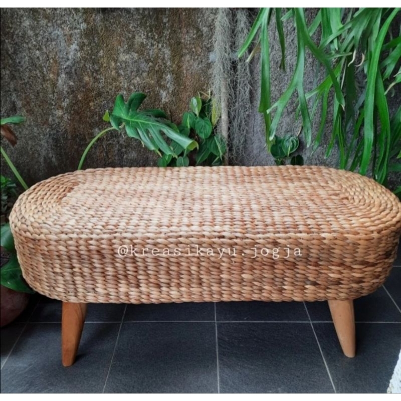 Jual Bench Stool Enceng Gondok Kursi Panjang Anyaman Enceng Gondok